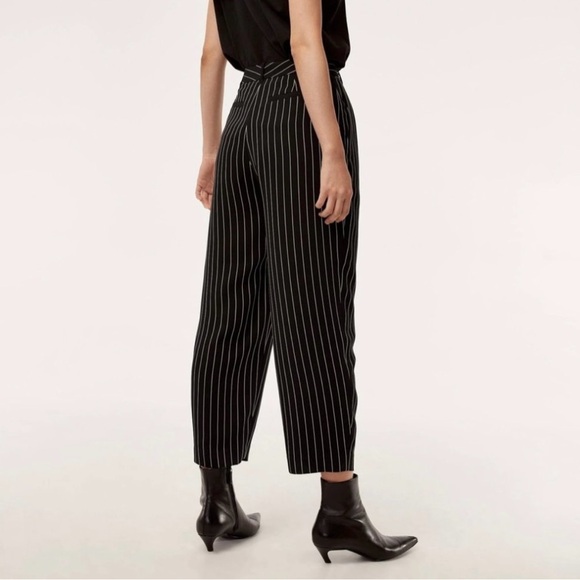Aritzia Babaton High Rise Modesto Pants Black White Strips Women’s Size 00 - Picture 2 of 14